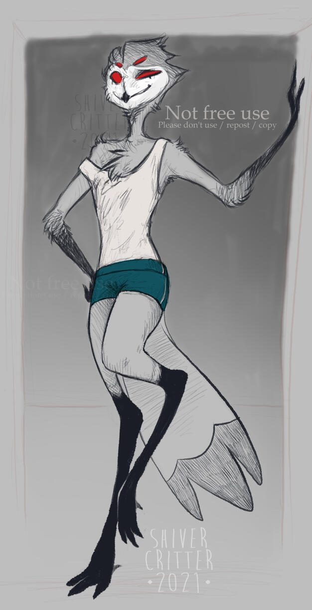 Fullbody with Simple Background | Example of Extra Watermarking on Fanart