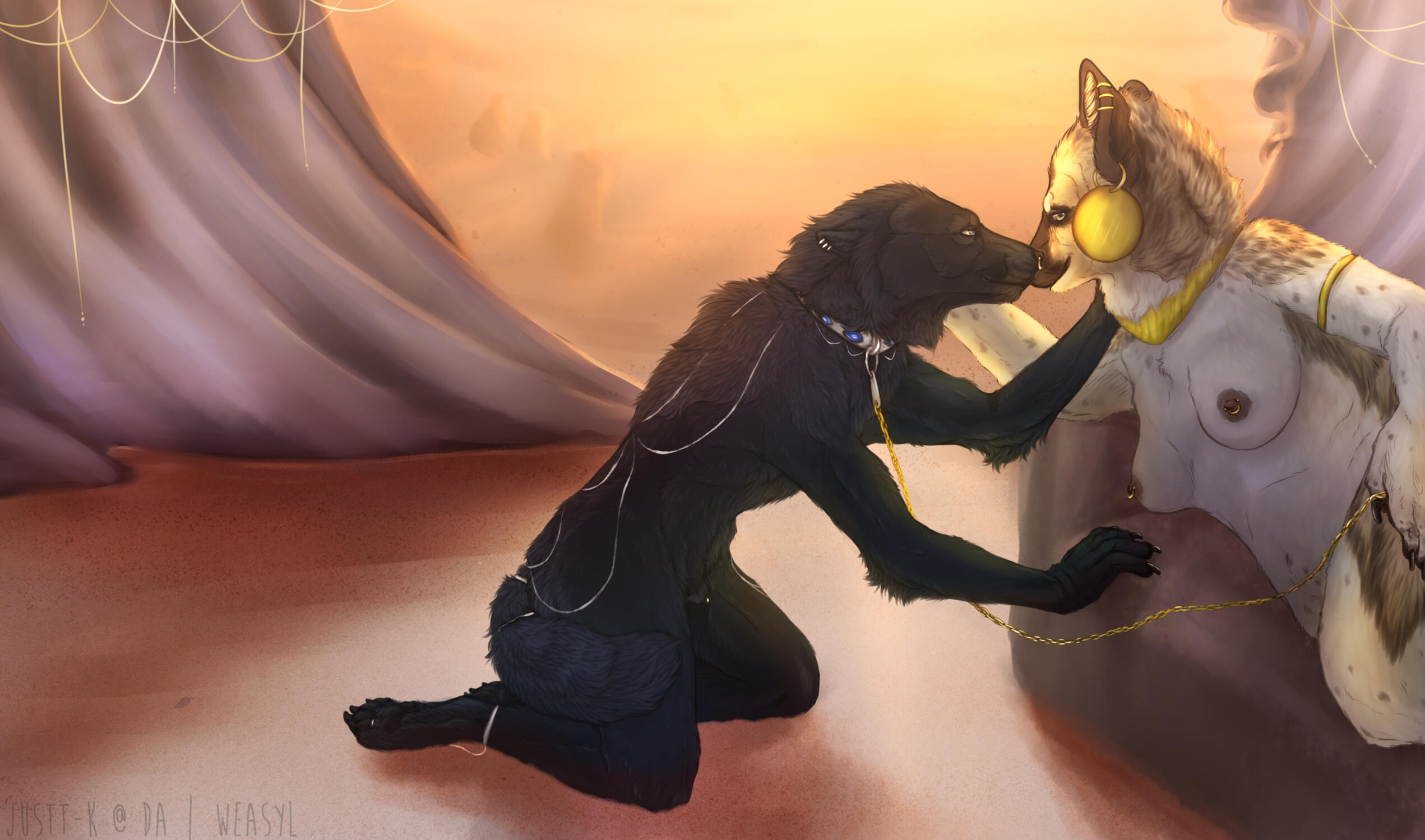 x2 Fullbody with Detailed Background. +Detailed Prop (Chains)